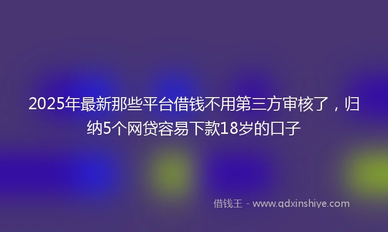 2025年最新那些平台借钱不用第三方审核了，归纳5个网贷容易下款18岁的口子