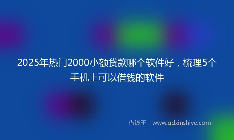2025年热门2000小额贷款哪个软件好，梳理5个手机上可以借钱的软件