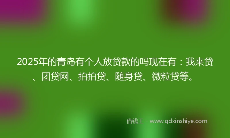 2025年的青岛有个人放贷款的吗现在有：我来贷、团贷网、拍拍贷、随身贷、微粒贷等。