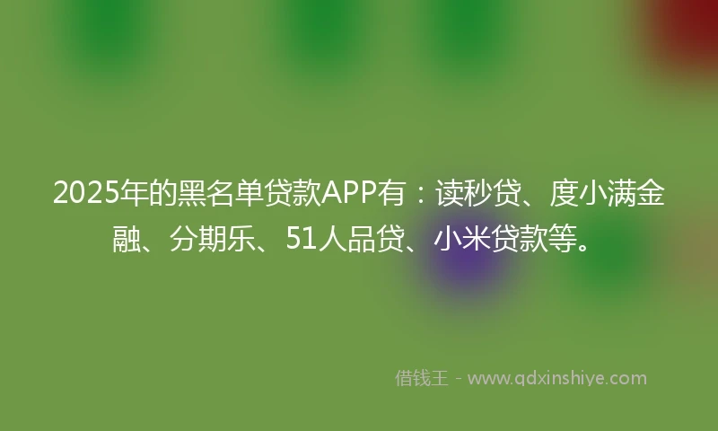 2025年的黑名单贷款APP有：读秒贷、度小满金融、分期乐、51人品贷、小米贷款等。
