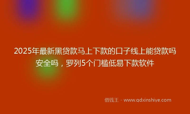 2025年最新黑贷款马上下款的口子线上能贷款吗安全吗，罗列5个门槛低易下款软件