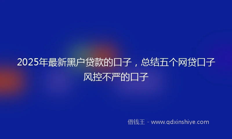 2025年最新黑户贷款的口子，总结五个网贷口子风控不严的口子