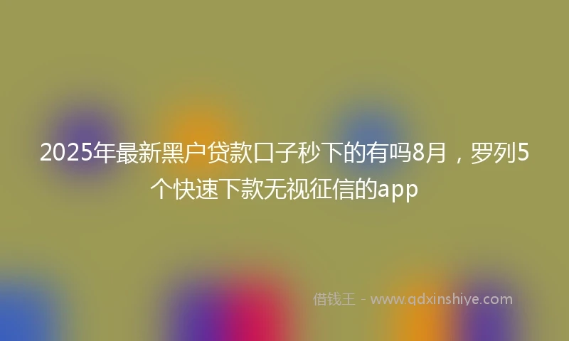 2025年最新黑户贷款口子秒下的有吗8月，罗列5个快速下款无视征信的app