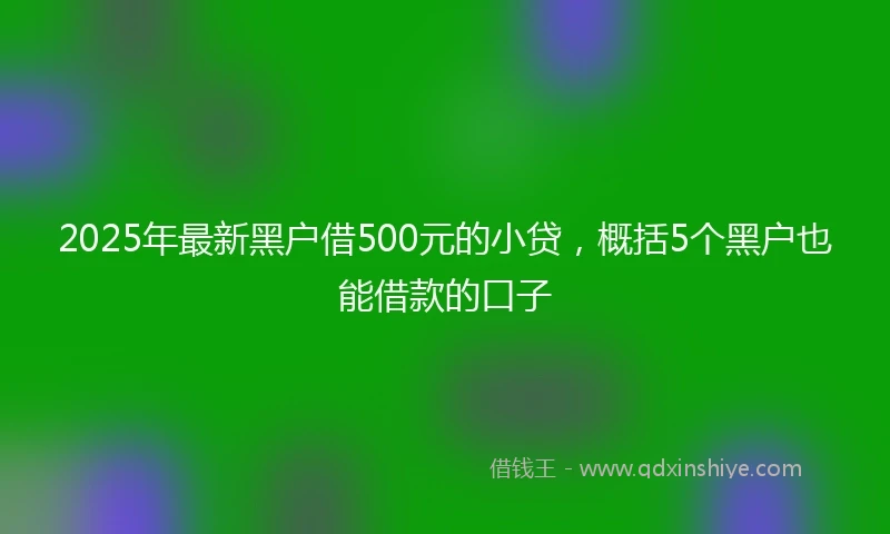 2025年最新黑户借500元的小贷，概括5个黑户也能借款的口子