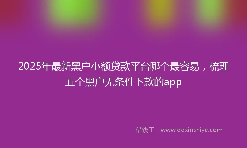 2025年最新黑户小额贷款平台哪个最容易,梳理五个黑户无条件下款的app
