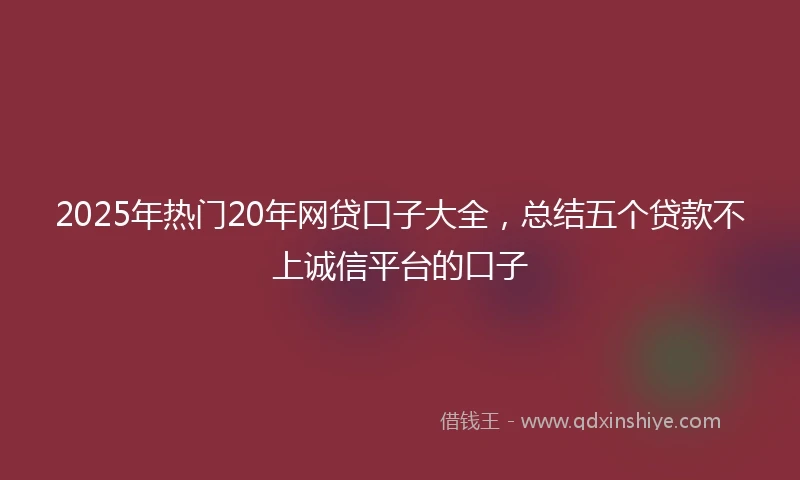 2025年热门20年网贷口子大全，总结五个贷款不上诚信平台的口子