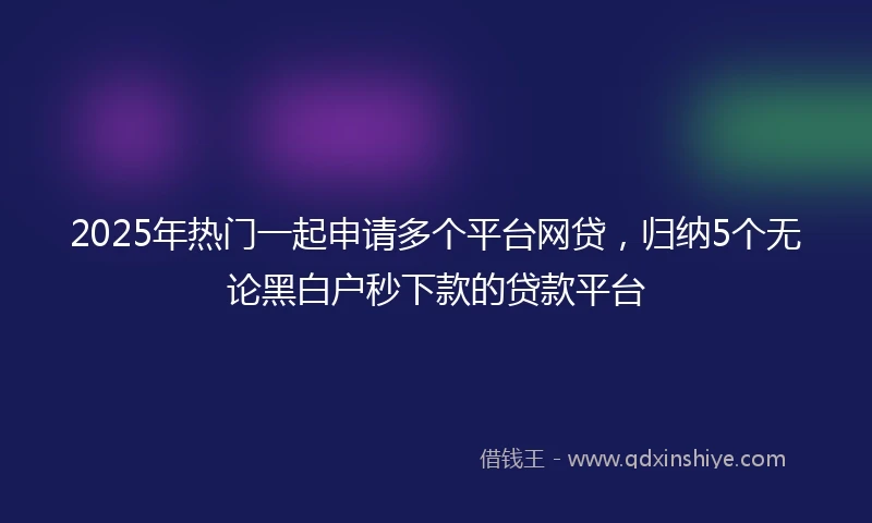 2025年热门一起申请多个平台网贷，归纳5个无论黑白户秒下款的贷款平台