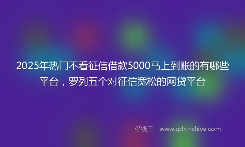 2025年热门不看征信借款5000马上到账的有哪些平台，罗列五个对征信宽松的网贷平台
