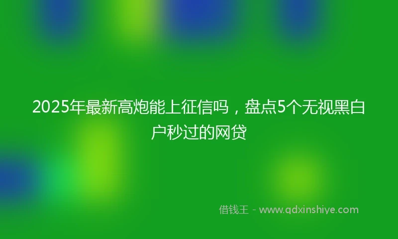 2025年最新高炮能上征信吗，盘点5个无视黑白户秒过的网贷