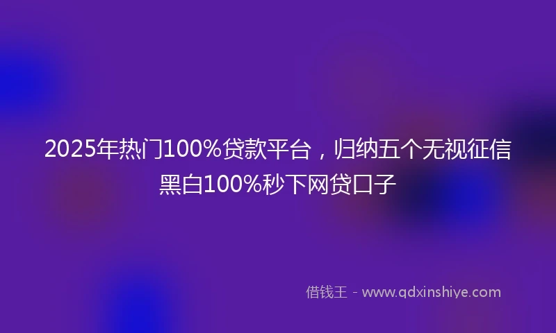 2025年热门100%贷款平台,归纳五个无视征信黑白100%秒下网贷口子