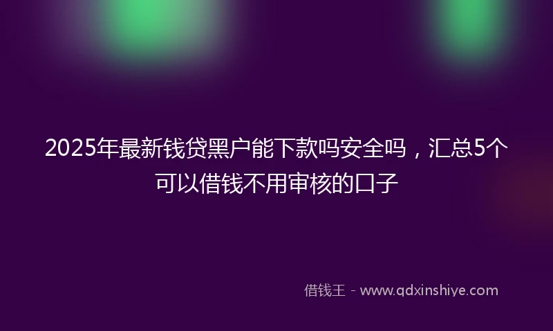 2025年最新钱贷黑户能下款吗安全吗，汇总5个可以借钱不用审核的口子