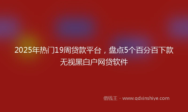 2025年热门19周贷款平台，盘点5个百分百下款无视黑白户网贷软件