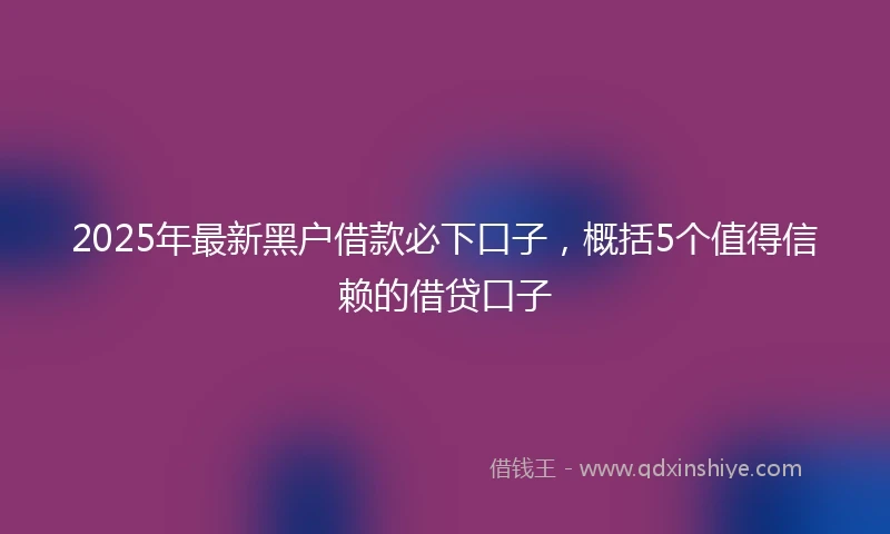 2025年最新黑户借款必下口子，概括5个值得信赖的借贷口子