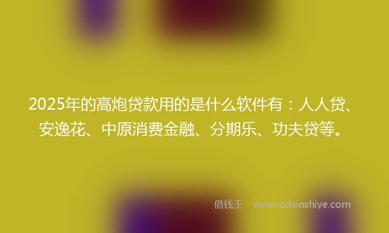 2025年的高炮贷款用的是什么软件有：人人贷、安逸花、中原消费金融、分期乐、功夫贷等。
