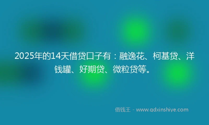 2025年的14天借贷口子有：融逸花、柯基贷、洋钱罐、好期贷、微粒贷等。