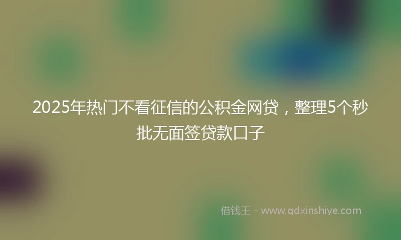 2025年热门不看征信的公积金网贷,整理5个秒批无面签贷款口子