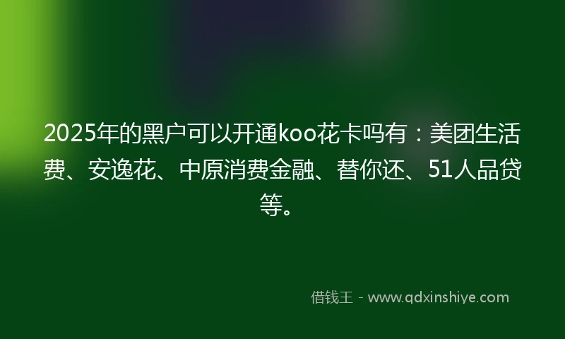 2025年的黑户可以开通koo花卡吗有:美团生活费、安逸花、中原消费金融、替你还、51人品贷等。