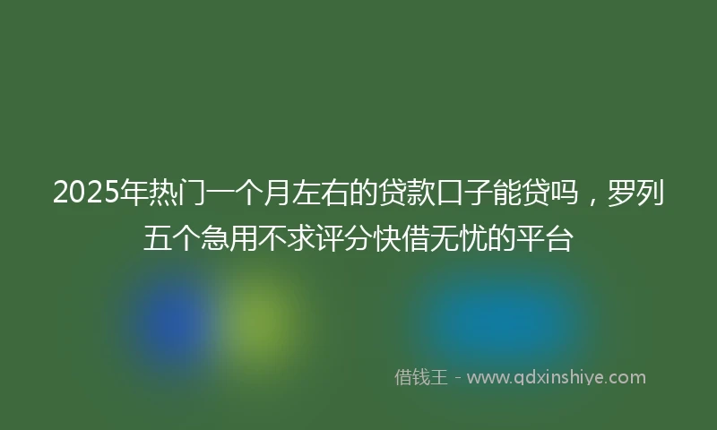 2025年热门一个月左右的贷款口子能贷吗，罗列五个急用不求评分快借无忧的平台