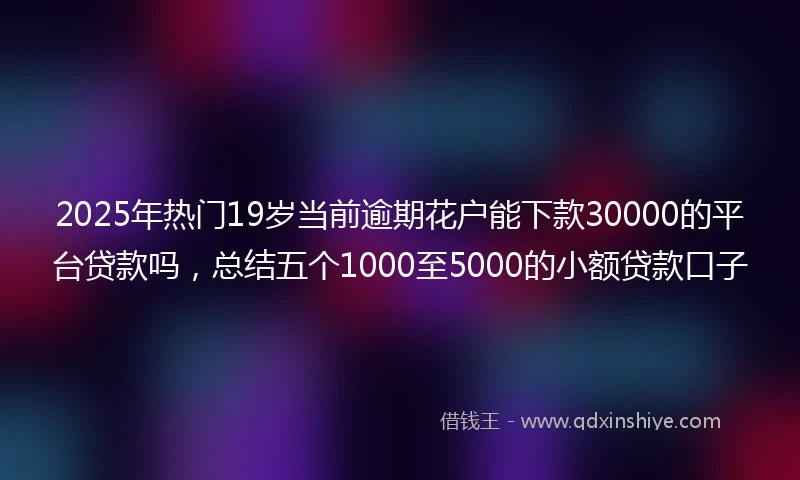 2025年热门19岁当前逾期花户能下款30000的平台贷款吗,总结五个1000至5000的小额贷款口子
