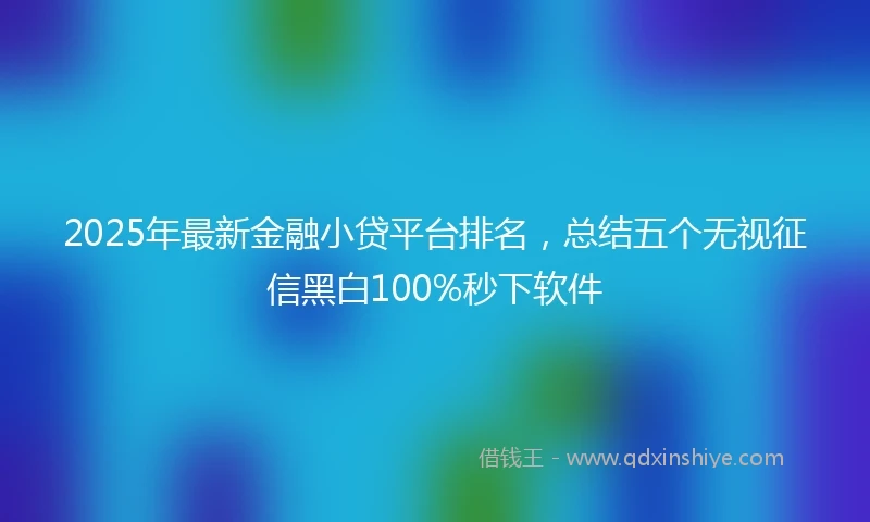 2025年最新金融小贷平台排名，总结五个无视征信黑白100%秒下软件