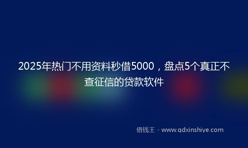 2025年热门不用资料秒借5000，盘点5个真正不查征信的贷款软件