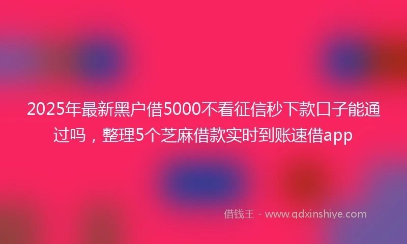 2025年最新黑户借5000不看征信秒下款口子能通过吗，整理5个芝麻借款实时到账速借app