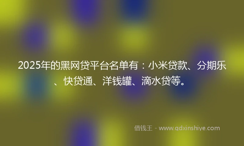 2025年的黑网贷平台名单有：小米贷款、分期乐、快贷通、洋钱罐、滴水贷等。