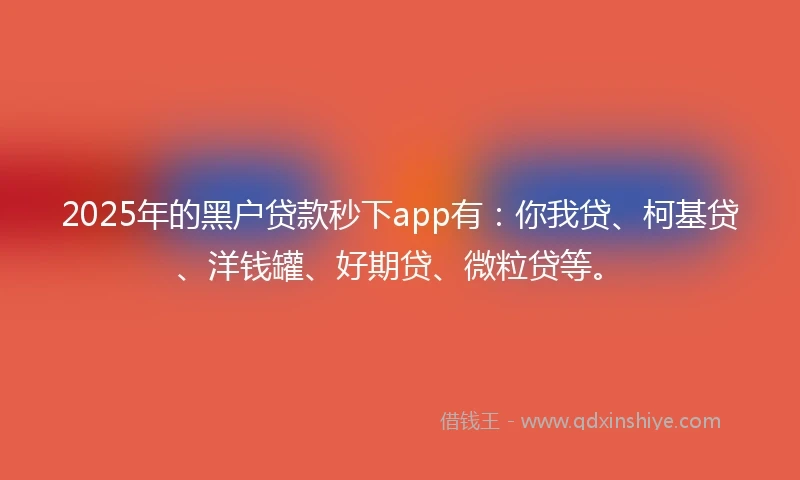 2025年的黑户贷款秒下app有：你我贷、柯基贷、洋钱罐、好期贷、微粒贷等。