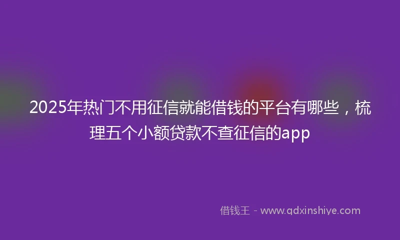 2025年热门不用征信就能借钱的平台有哪些，梳理五个小额贷款不查征信的app