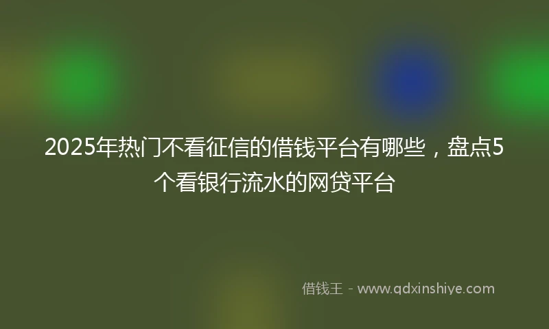 2025年热门不看征信的借钱平台有哪些，盘点5个看银行流水的网贷平台