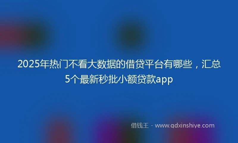 2025年热门不看大数据的借贷平台有哪些,汇总5个最新秒批小额贷款app