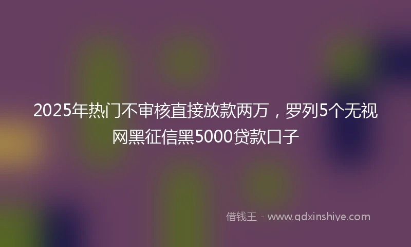 2025年热门不审核直接放款两万，罗列5个无视网黑征信黑5000贷款口子