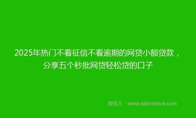 2025年热门不看征信不看逾期的网贷小额贷款，分享五个秒批网贷轻松贷的口子