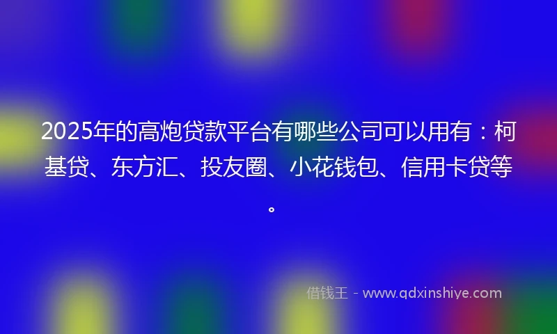 2025年的高炮贷款平台有哪些公司可以用有：柯基贷、东方汇、投友圈、小花钱包、信用卡贷等。