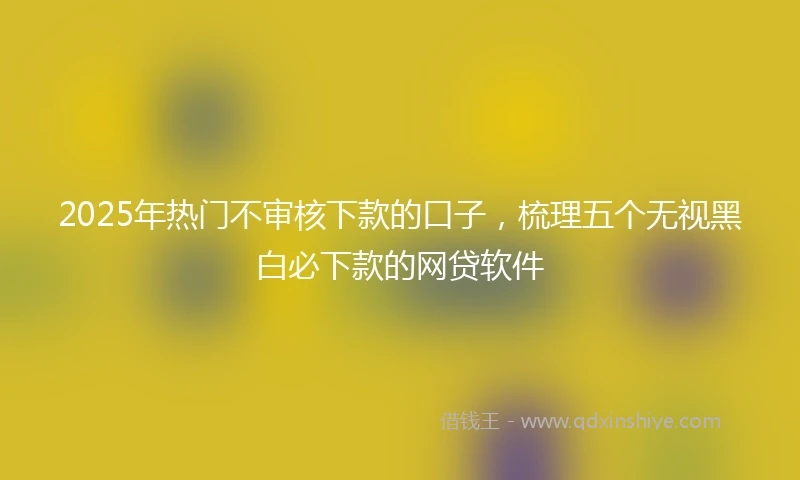 2025年热门不审核下款的口子，梳理五个无视黑白必下款的网贷软件