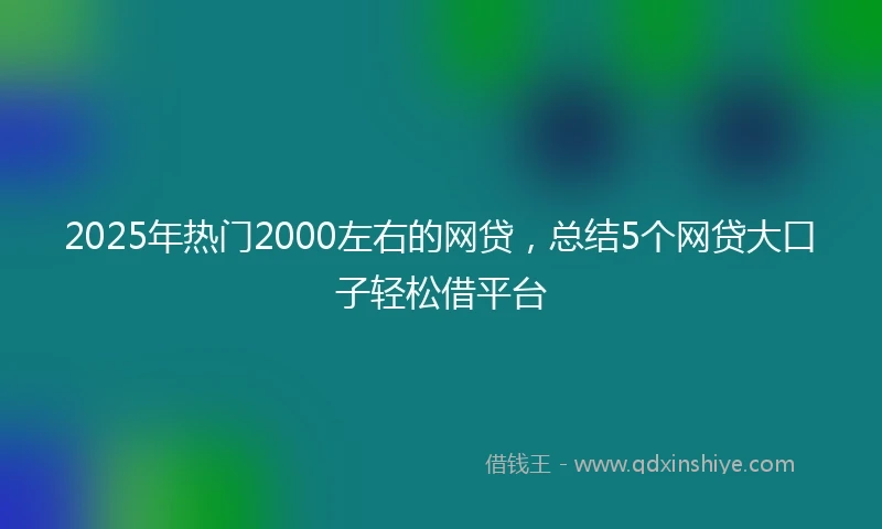 2025年热门2000左右的网贷,总结5个网贷大口子轻松借平台