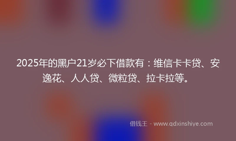 2025年的黑户21岁必下借款有：维信卡卡贷、安逸花、人人贷、微粒贷、拉卡拉等。