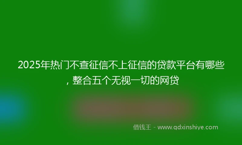 2025年热门不查征信不上征信的贷款平台有哪些，整合五个无视一切的网贷