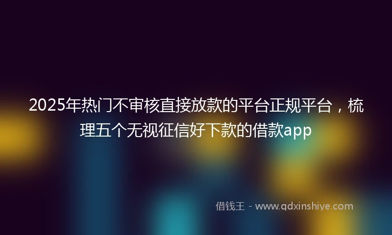 2025年热门不审核直接放款的平台正规平台，梳理五个无视征信好下款的借款app