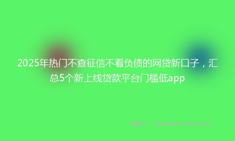 2025年热门不查征信不看负债的网贷新口子，汇总5个新上线贷款平台门槛低app