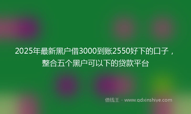 2025年最新黑户借3000到账2550好下的口子,整合五个黑户可以下的贷款平台