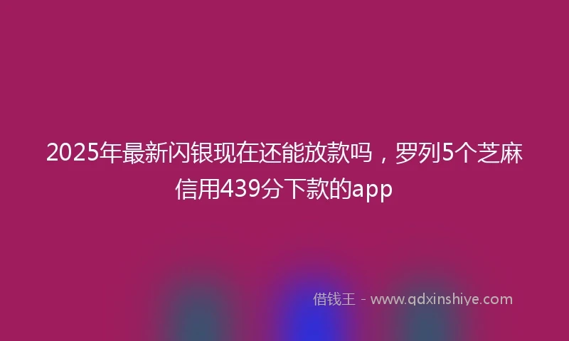 2025年最新闪银现在还能放款吗，罗列5个芝麻信用439分下款的app