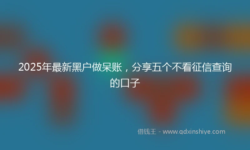 2025年最新黑户做呆账，分享五个不看征信查询的口子
