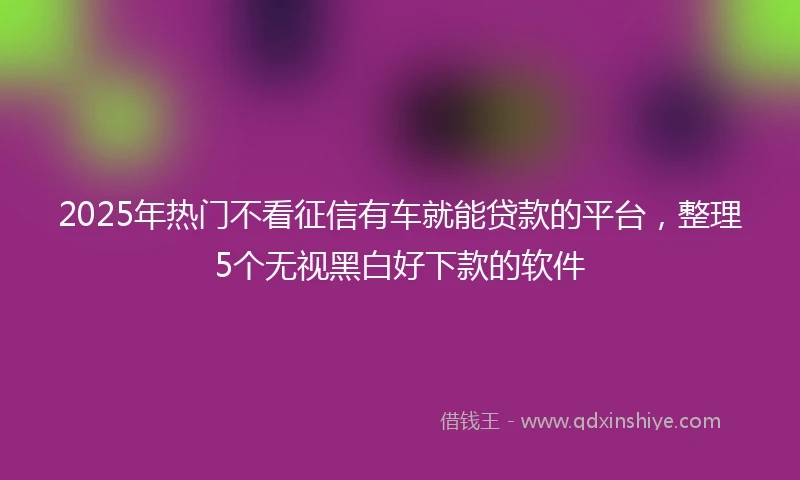 2025年热门不看征信有车就能贷款的平台，整理5个无视黑白好下款的软件