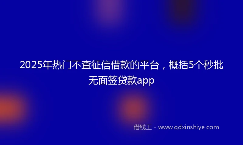 2025年热门不查征信借款的平台,概括5个秒批无面签贷款app