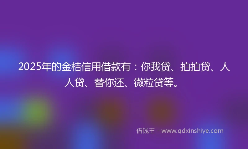2025年的金桔信用借款有：你我贷、拍拍贷、人人贷、替你还、微粒贷等。