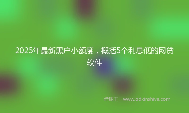 2025年最新黑户小额度，概括5个利息低的网贷软件