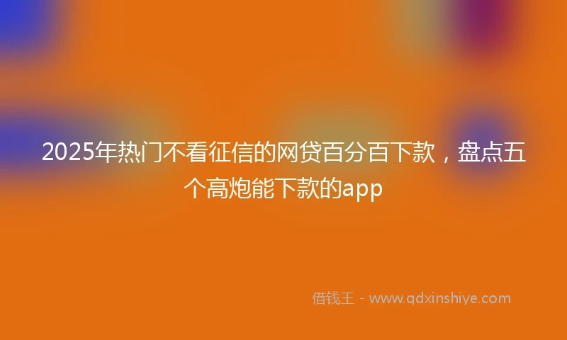 2025年热门不看征信的网贷百分百下款,盘点五个高炮能下款的app