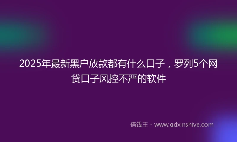 2025年最新黑户放款都有什么口子，罗列5个网贷口子风控不严的软件