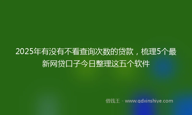 2025年有没有不看查询次数的贷款，梳理5个最新网贷口子今日整理这五个软件
